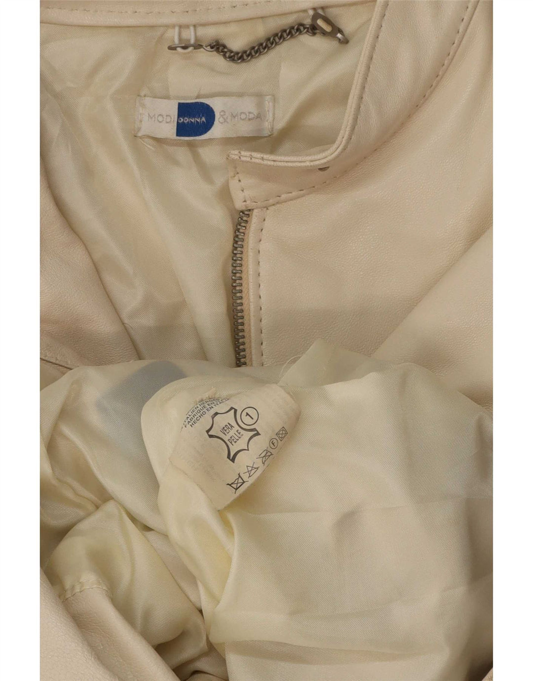 Giacca in pelle vintage da donna UK 14 beige medio