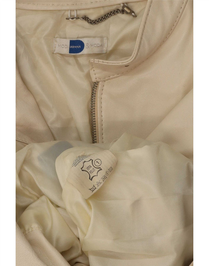 Giacca in pelle vintage da donna UK 14 beige medio