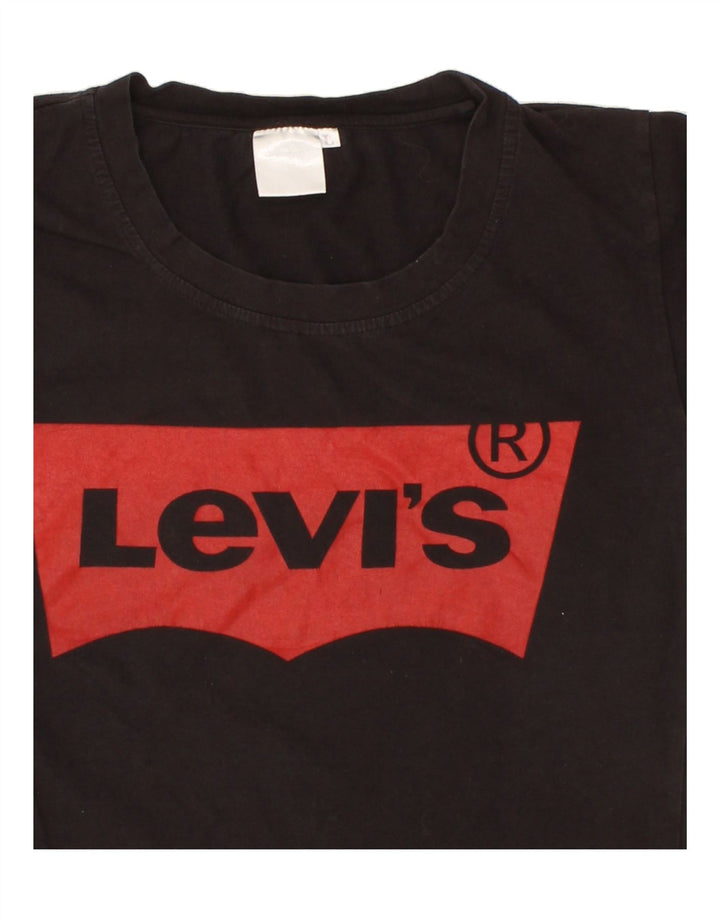 LEVI'S Womens Graphic T-Shirt Top UK 14 Large Black Vintage Levi's and Second-Hand Levi's from Messina Hembry 