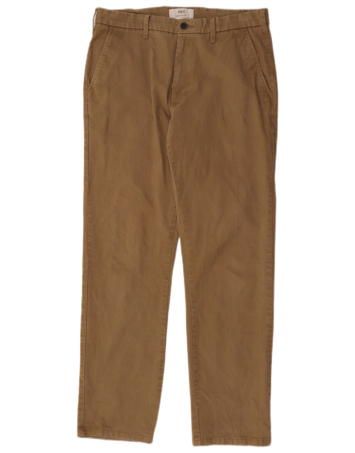 Pantaloni chino dritti vestibilità regolare da uomo Marks & Spencer W32 L31 Marrone