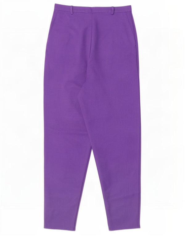 Pantaloni casual a vita alta da donna vintage UK 14 medi W30 L30 viola