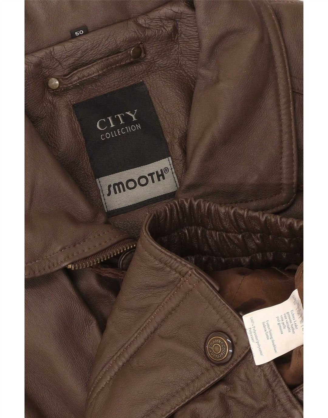 Giubbotto bomber da uomo in pelle liscia IT 50 Large in pelle marrone
