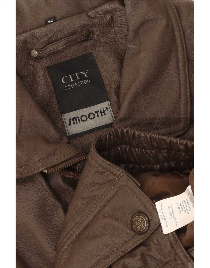 Giubbotto bomber da uomo in pelle liscia IT 50 Large in pelle marrone