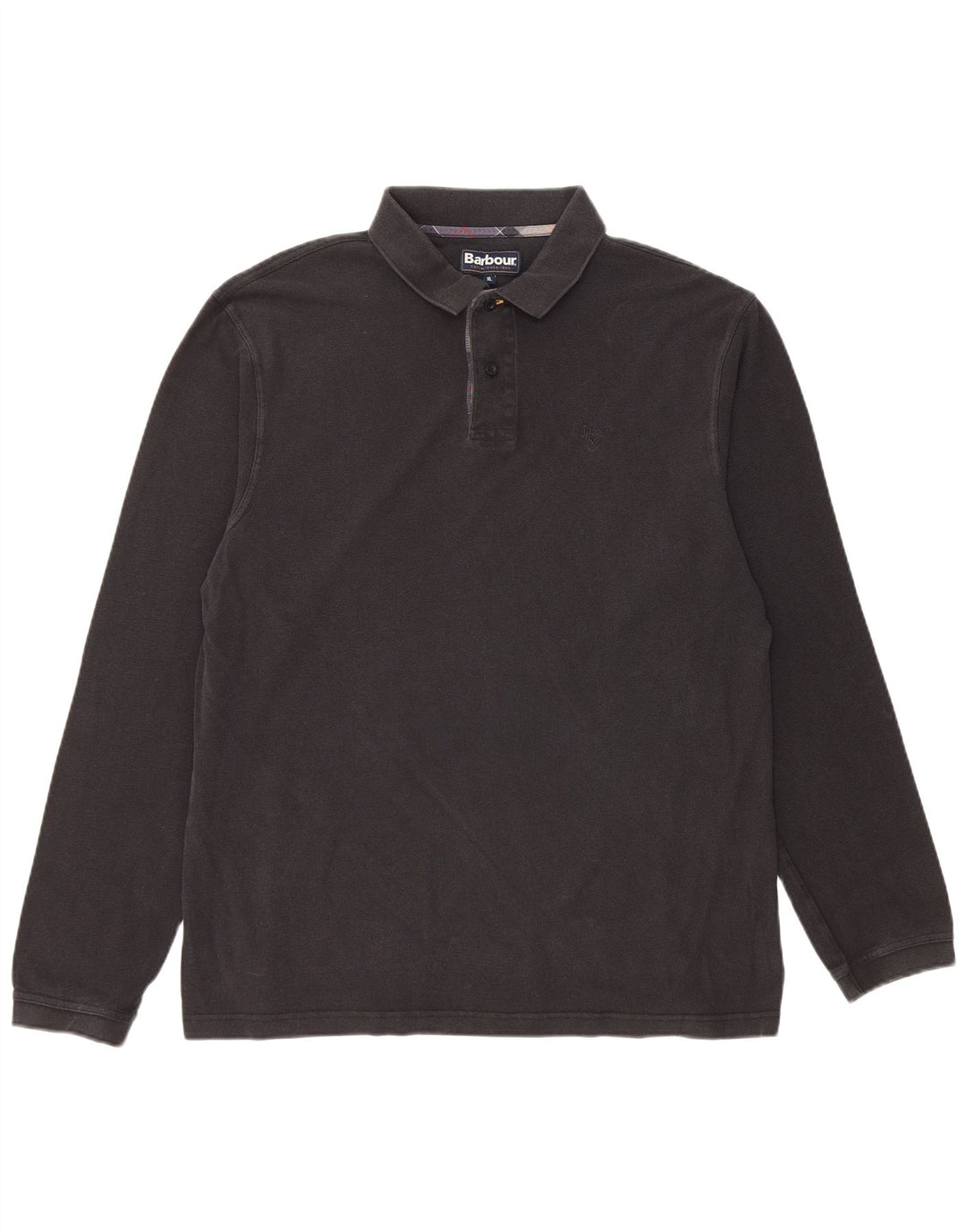 Polo da uomo a maniche lunghe BARBOUR XL in cotone nero