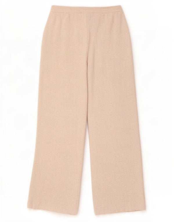 Pantaloni larghi lavorati a maglia da donna Zara UK 14 Poliestere beige medio