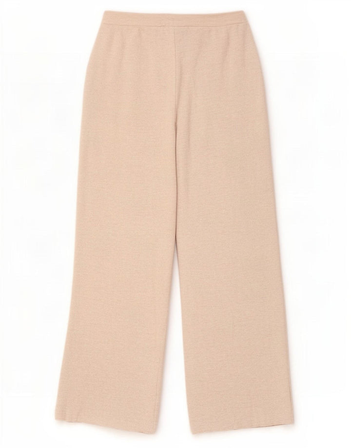 Pantaloni larghi lavorati a maglia da donna Zara UK 14 Poliestere beige medio