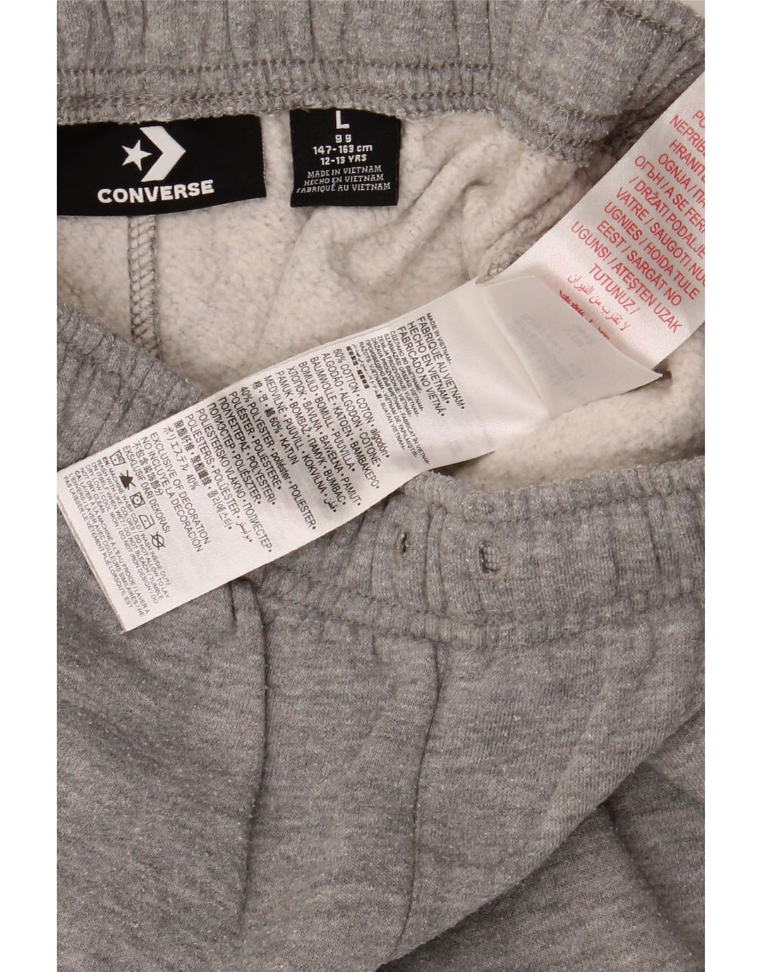 Pantaloncini sportivi Converse da ragazzo 13-14 anni, grandi, in cotone grigio screziato