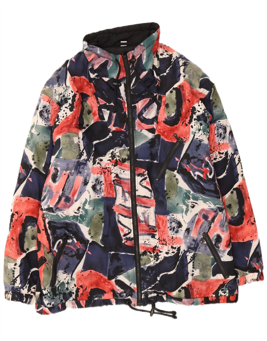 Giacca a vento vintage da uomo con motivo astratto UK 42 XL multicolore