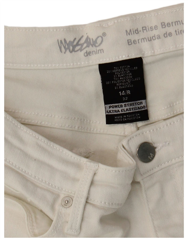 Mossimo Pantaloncini di jeans Bermuda da donna a vita media US 14 Large W32 Cotone bianco