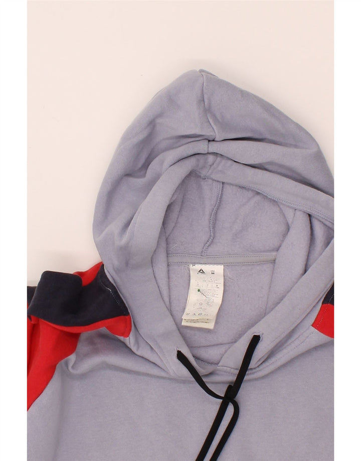 REEBOK Womens Oversized Hoodie Jumper UK 14 Medium Purple Colourblock Vintage Reebok and Second-Hand Reebok from Messina Hembry 
