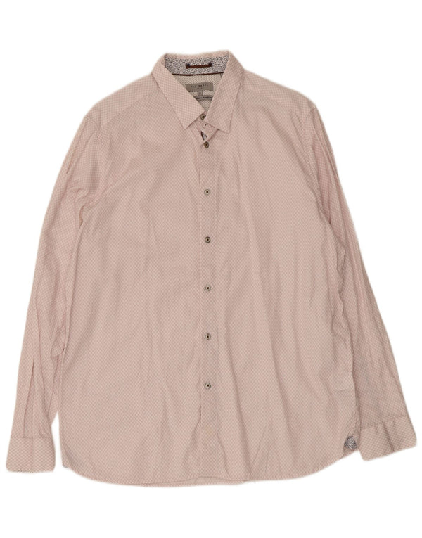 Camicia da uomo Ted Baker taglia 6 2XL cotone geometrico rosa