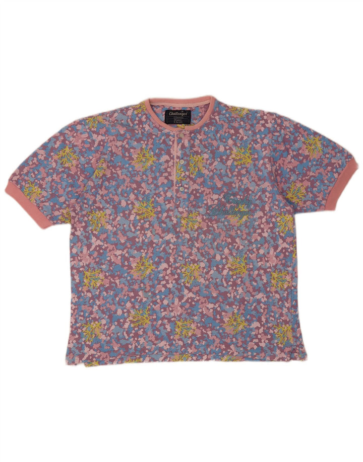 T-shirt da uomo Challenger Top XL in cotone floreale multicolore