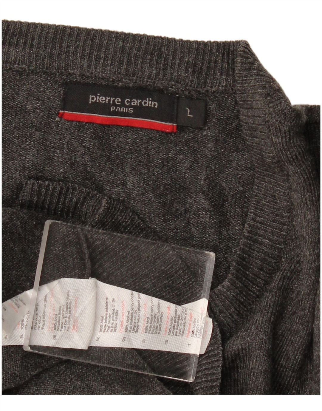 Maglione da uomo con scollo a V Pierre Cardin grande acrilico grigio