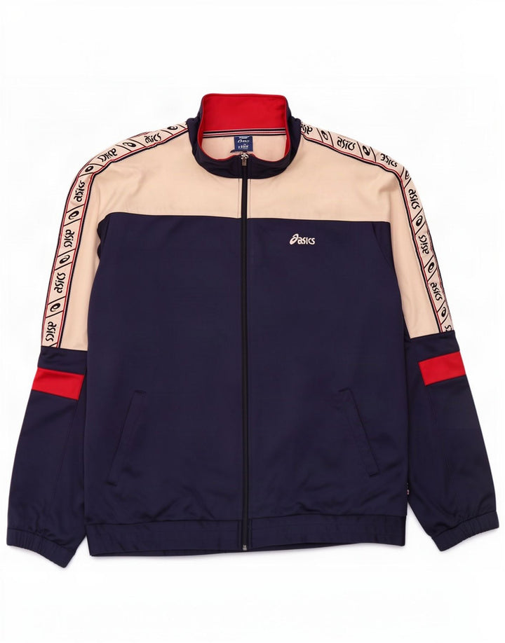 Giacca sportiva da uomo con grafica Asics 2XL Blu navy a blocchi di colore in poliammide