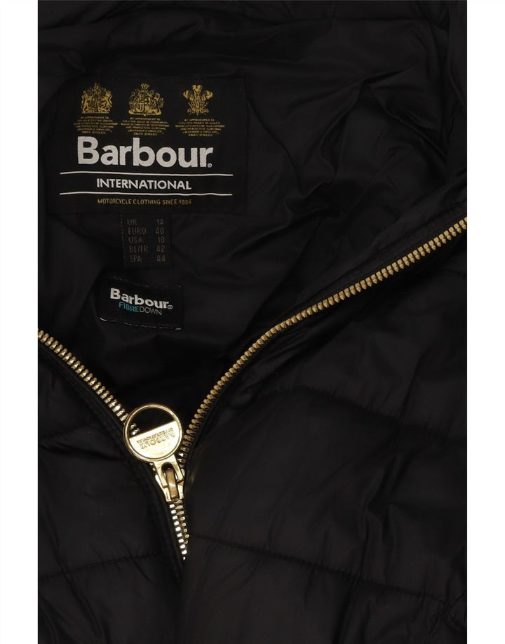 Giacca imbottita con cappuccio da donna Barbour UK 14 grande poliestere nero