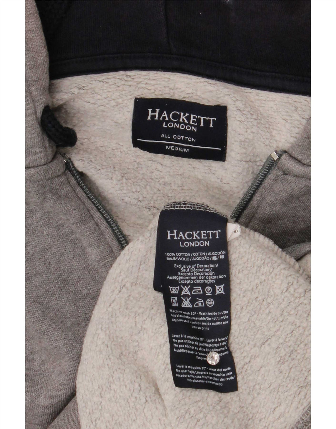 Maglione con cappuccio e zip da uomo Hackett in cotone grigio medio