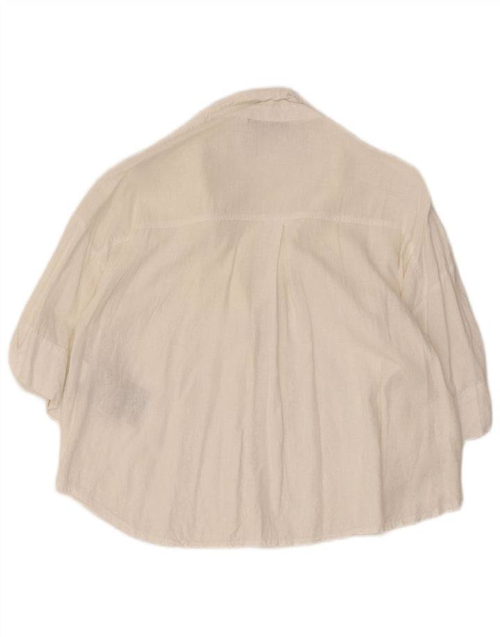 Camicia oversize a maniche corte da donna Zara UK 10 piccola in lino bianco