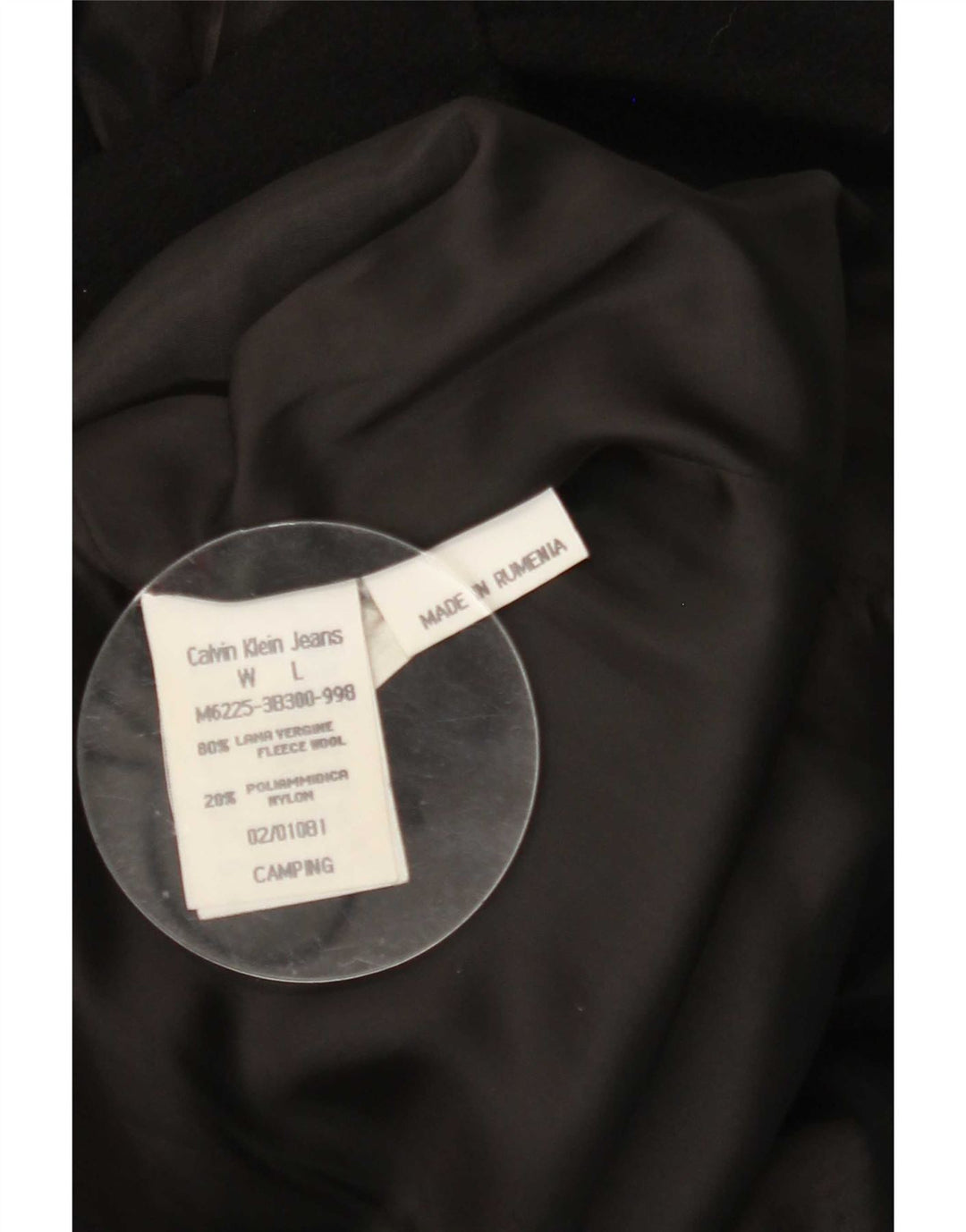 Cappotto da marinaio da uomo Calvin Klein Jeans UK 40 grande lana nera