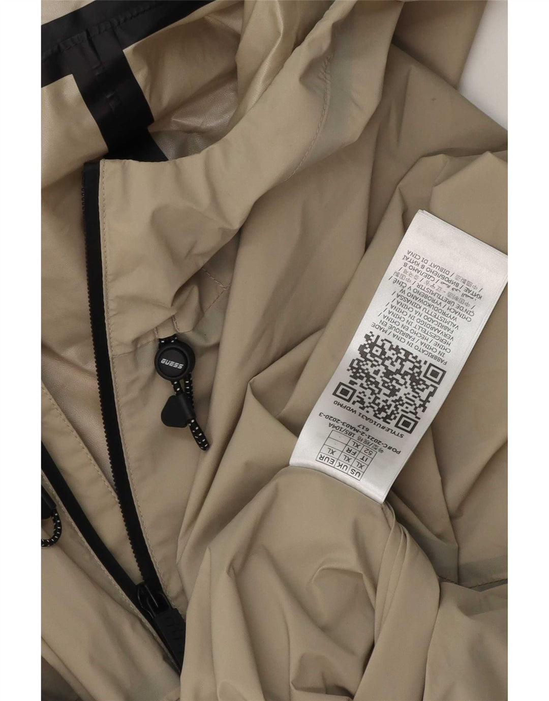 Guess Giacca antipioggia da uomo con cappuccio UK 42 XL Beige Polietilene