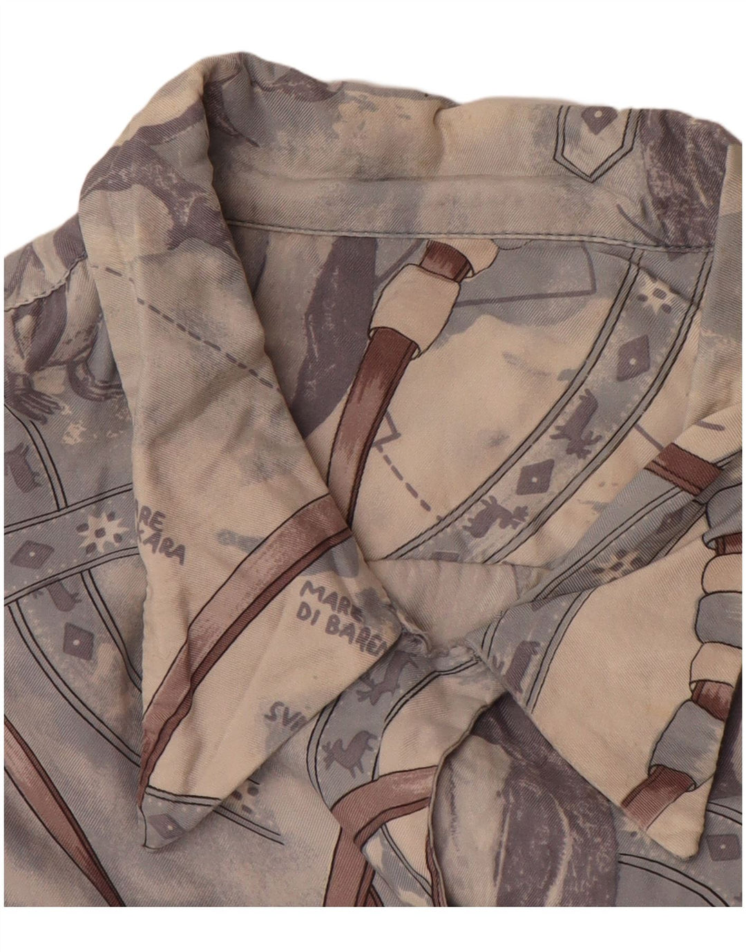 Camicia grafica da donna vintage UK 16 grande blu