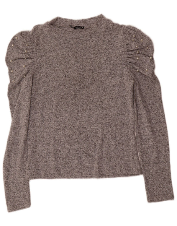 Maglione maglione girocollo da donna Zara UK 12 Grigio medio
