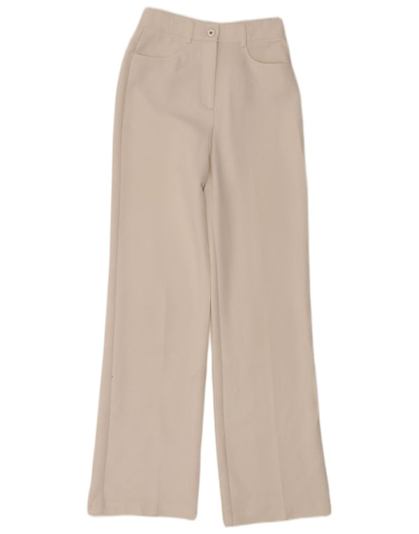 Pantaloni casual a gamba larga a vita alta da donna Zara XS W24 L33 bianchi