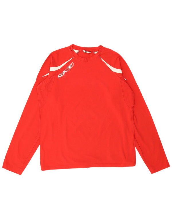 REEBOK Top grafico da uomo a maniche lunghe in cotone color block rosso