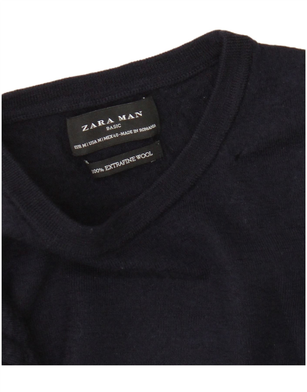 Maglione maglione girocollo da uomo Zara in lana blu navy medio