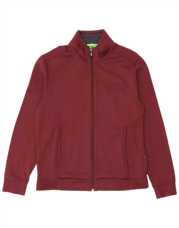 Giacca da ginnastica da uomo con vestibilità regolare HUGO BOSS, taglia grande, in cotone bordeaux