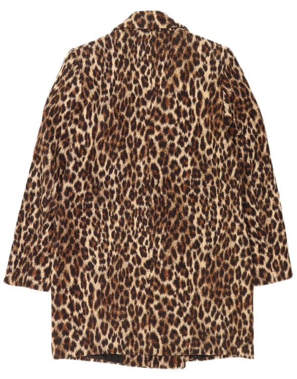 Cappotto doppiopetto da donna Zara UK 6 XS Acetato marrone con stampa animalier