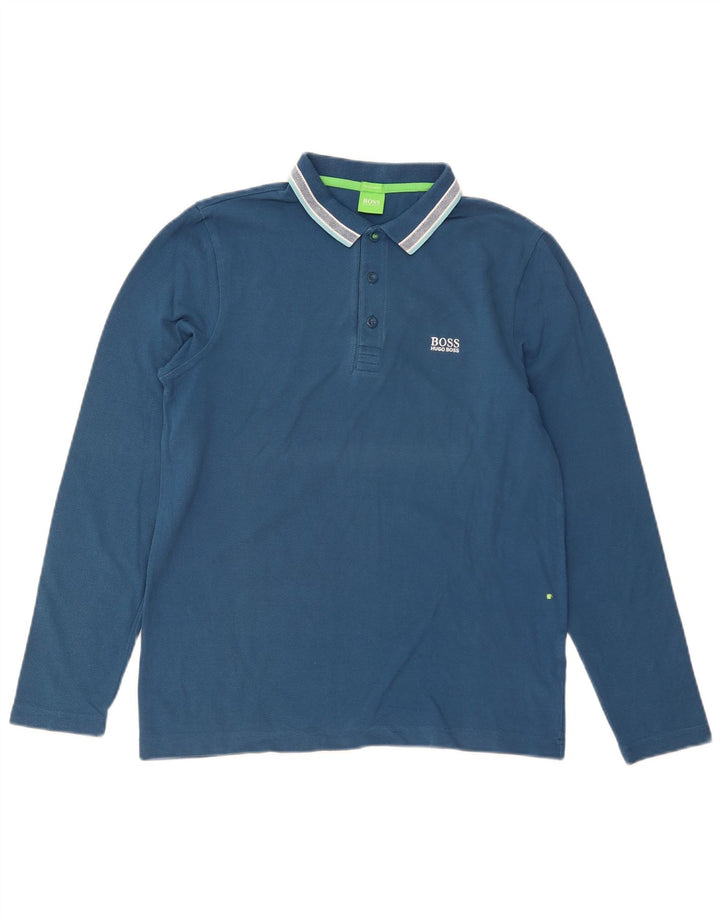 Polo HUGO BOSS da uomo a maniche lunghe vestibilità regolare piccola blu