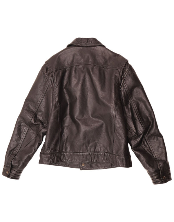 Giacca in pelle vintage da uomo UK 40 grande nera