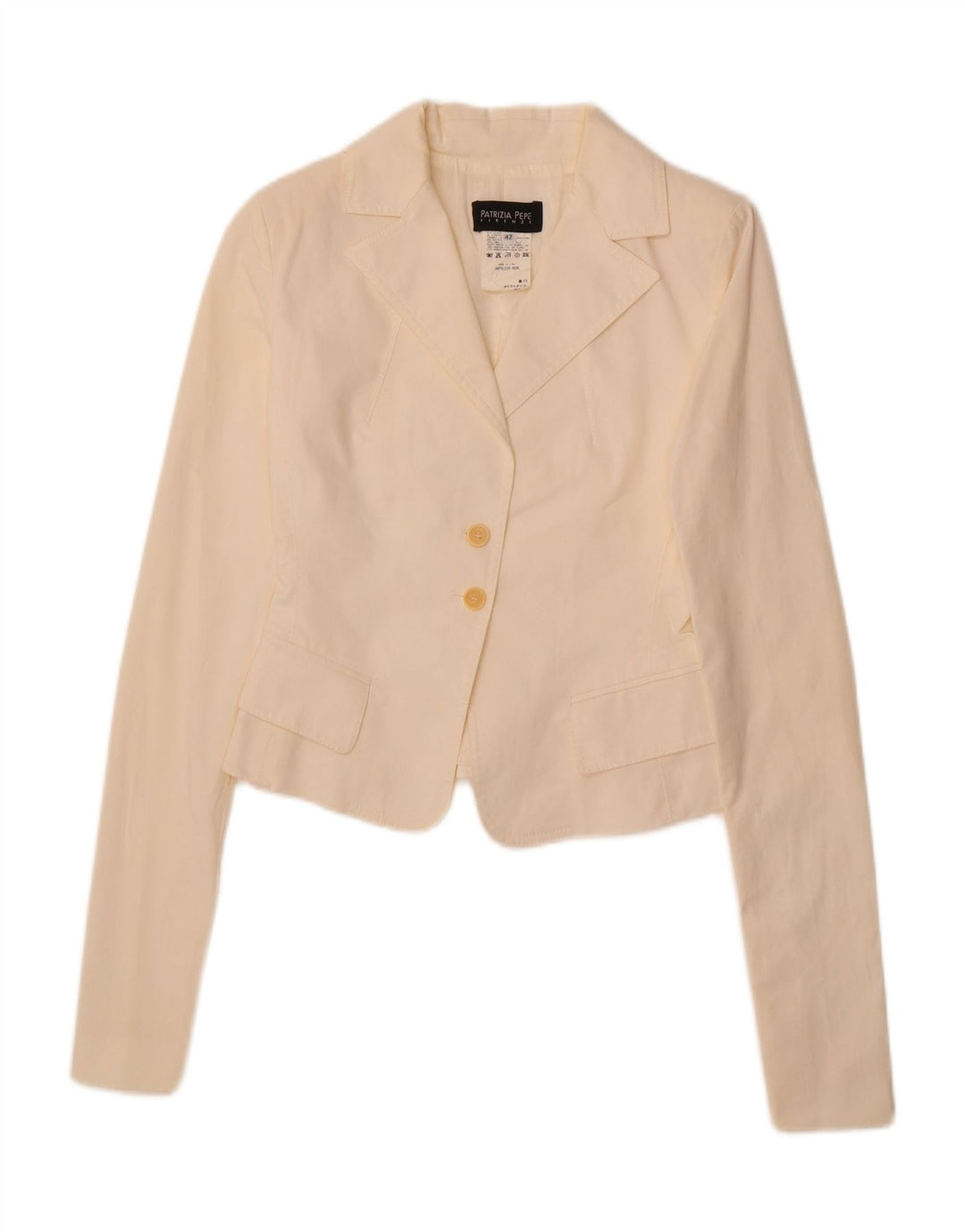 PATRIZIA PEPE Womens Crop 2 Button Blazer Jacket IT 42 Medium Off White Vintage Patrizia Pepe and Second-Hand Patrizia Pepe from Messina Hembry 