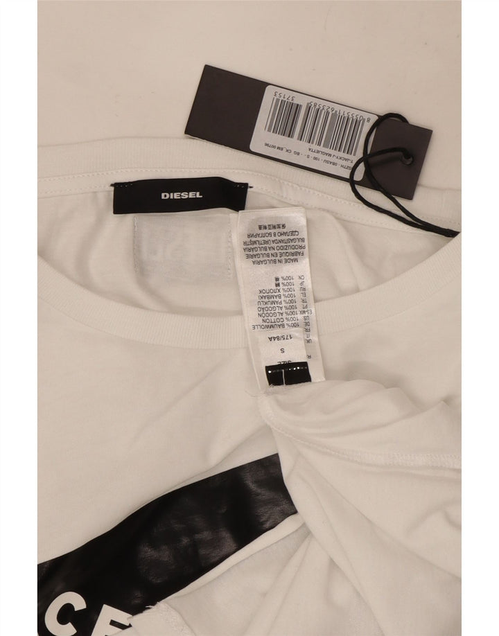 T-shirt grafica oversize da donna Diesel UK 10 piccola in cotone bianco