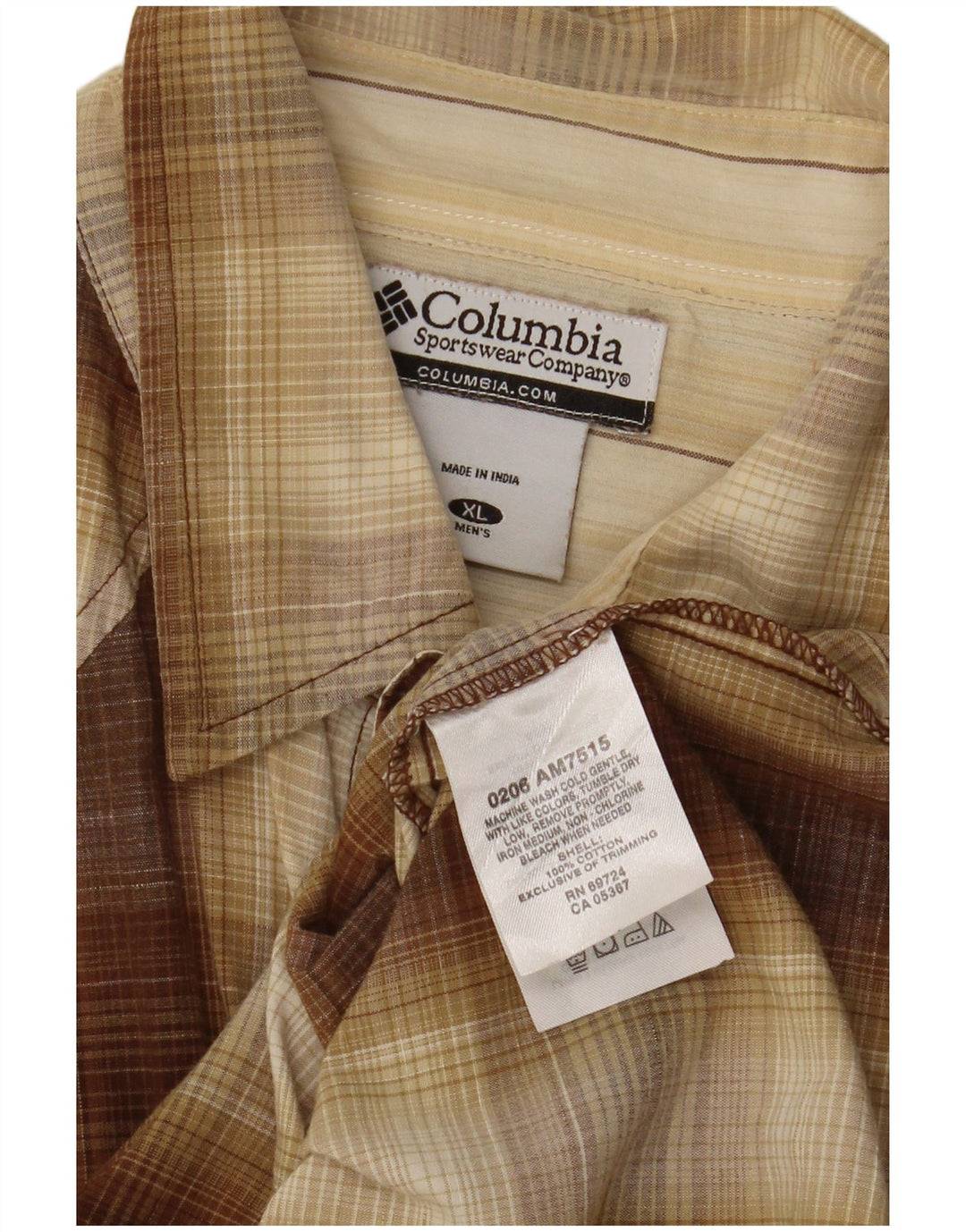 Camicia da uomo Columbia XL in cotone a quadri marrone