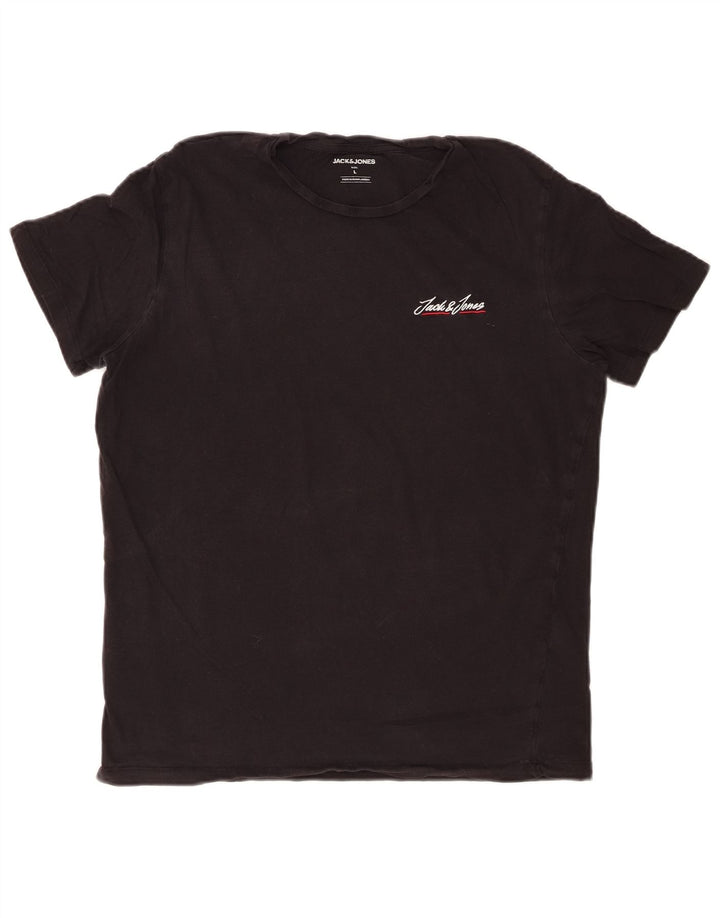 JACK & JONES T-shirt da uomo grande grande in cotone nero