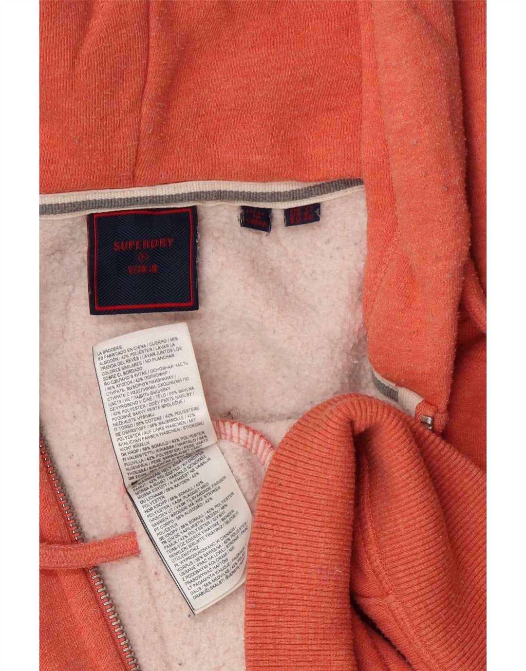 Maglione con cappuccio e zip oversize da donna Superdry UK 12 Cotone arancione medio
