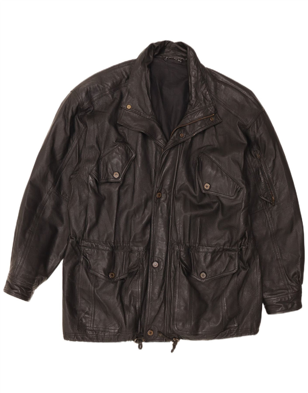 Giacca in pelle vintage da uomo UK 42 XL nera