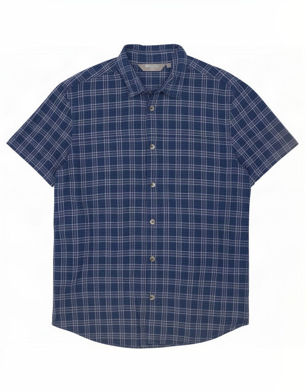 Camicia a maniche corte da uomo Mountain Warehouse XL in cotone a quadri blu navy