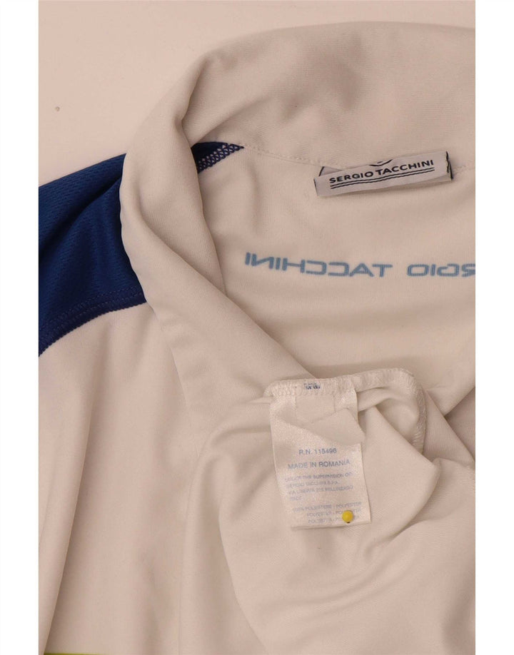 Polo da uomo Sergio Tacchini grande in poliestere color block bianco