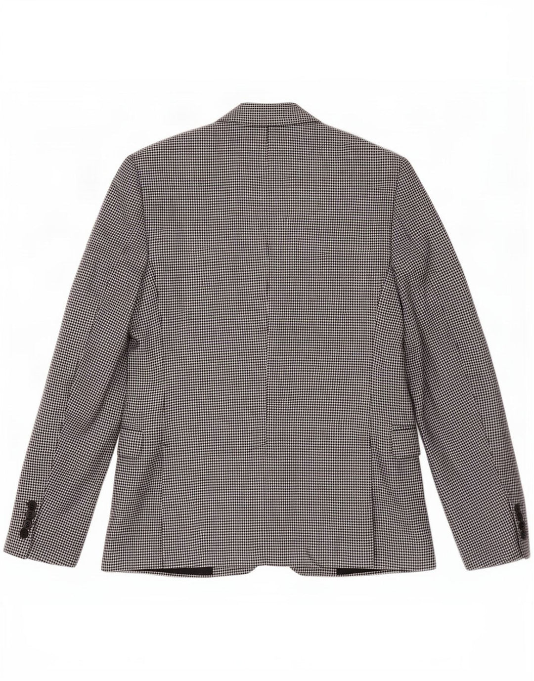 Zara Giacca blazer a 2 bottoni da uomo EU 46 piccola lana pied de poule nera
