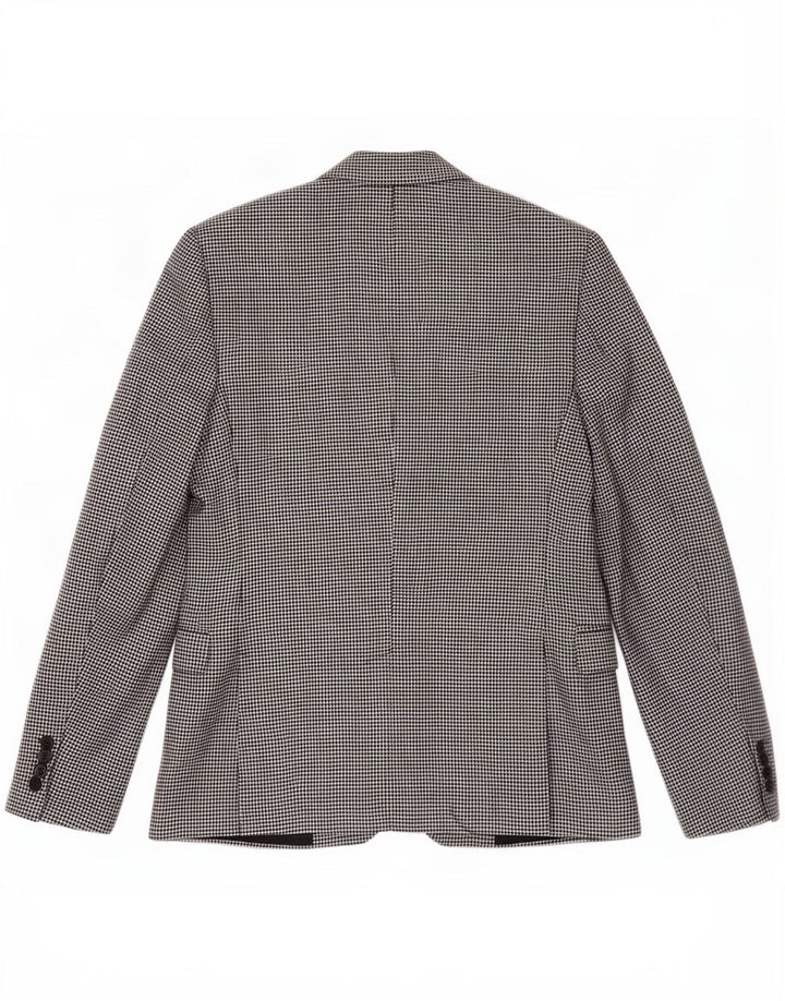 Zara Giacca blazer a 2 bottoni da uomo EU 46 piccola lana pied de poule nera