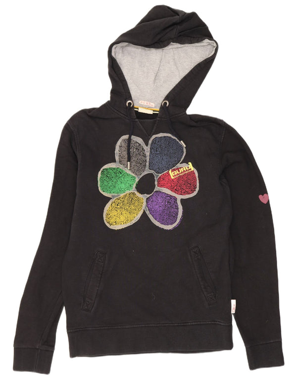 Felpa con cappuccio grafica da donna Guru UK 12 Medium Black Floral