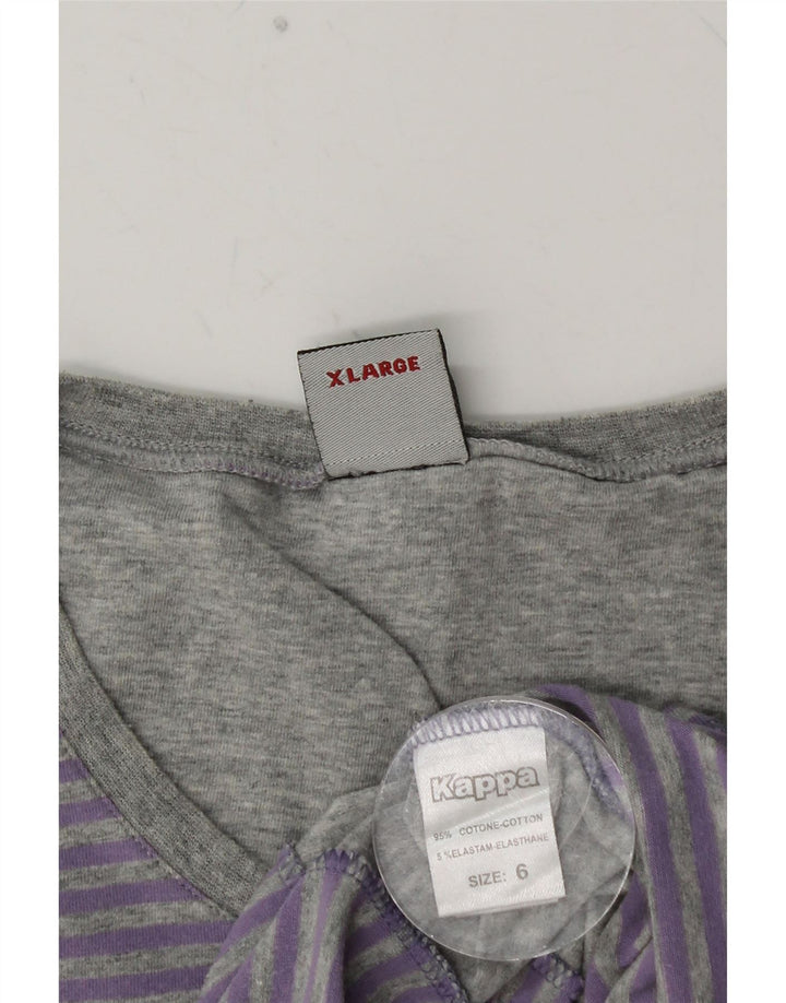 T-shirt da uomo KAPPA Top XL viola gessato in cotone