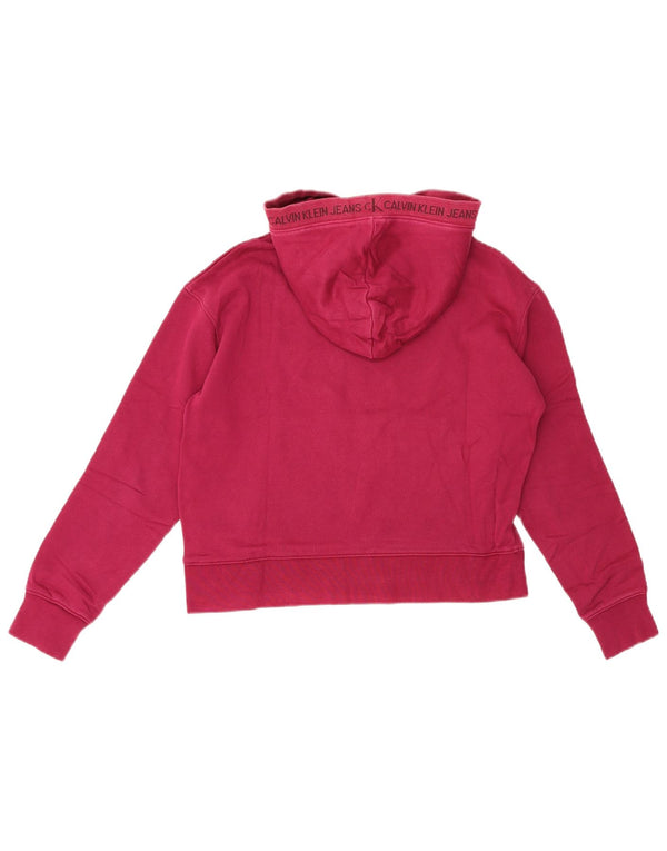 Maglione corto con cappuccio da donna Calvin Klein Jeans UK 10 piccolo bordeaux