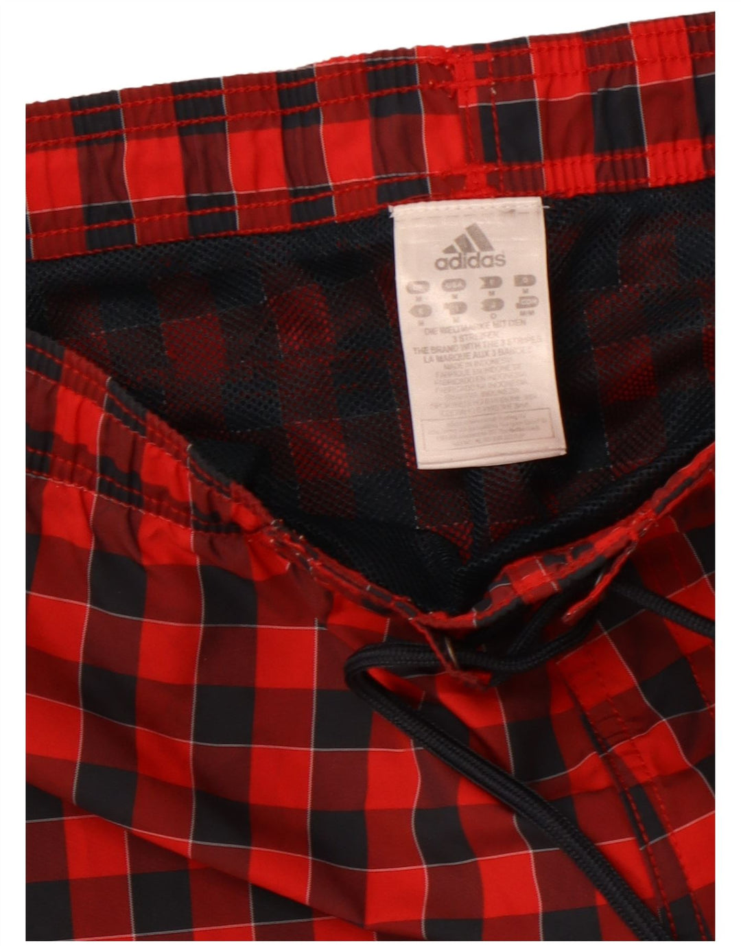 Pantaloncini da bagno da uomo ADIDAS, poliestere a quadretti rosso medio