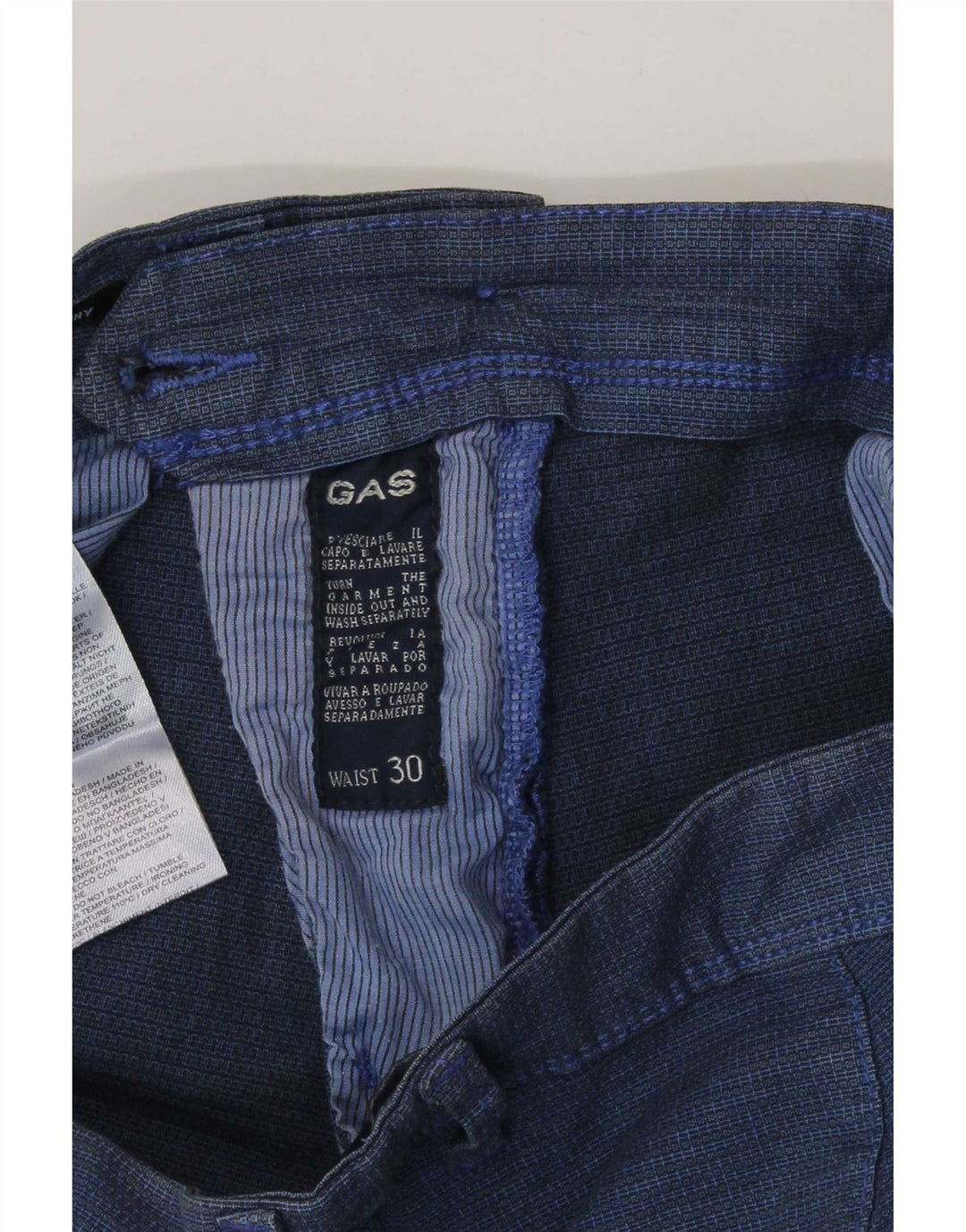 Pantaloncini chino da uomo Gas W30 cotone blu navy medio