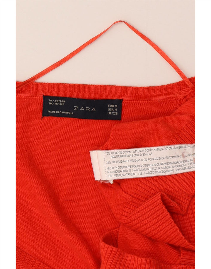Maglione cardigan da donna Zara UK 12 cotone rosso medio