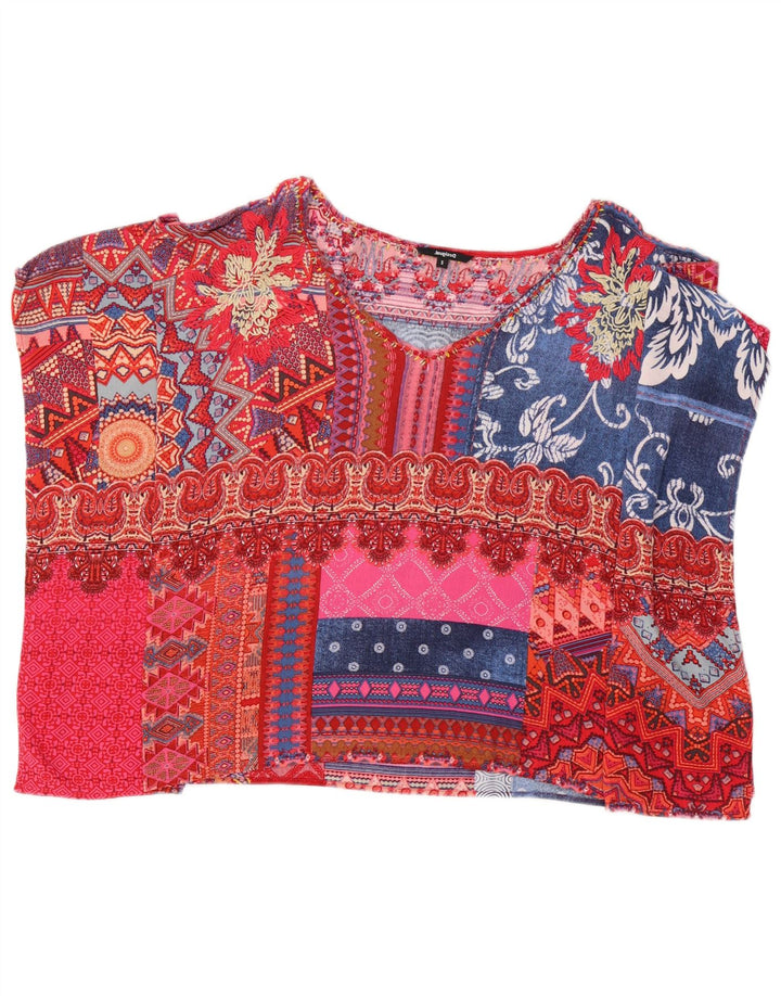 Desigual Womens Poncho Blouse Top UK 10 Piccolo patchwork multicolore
