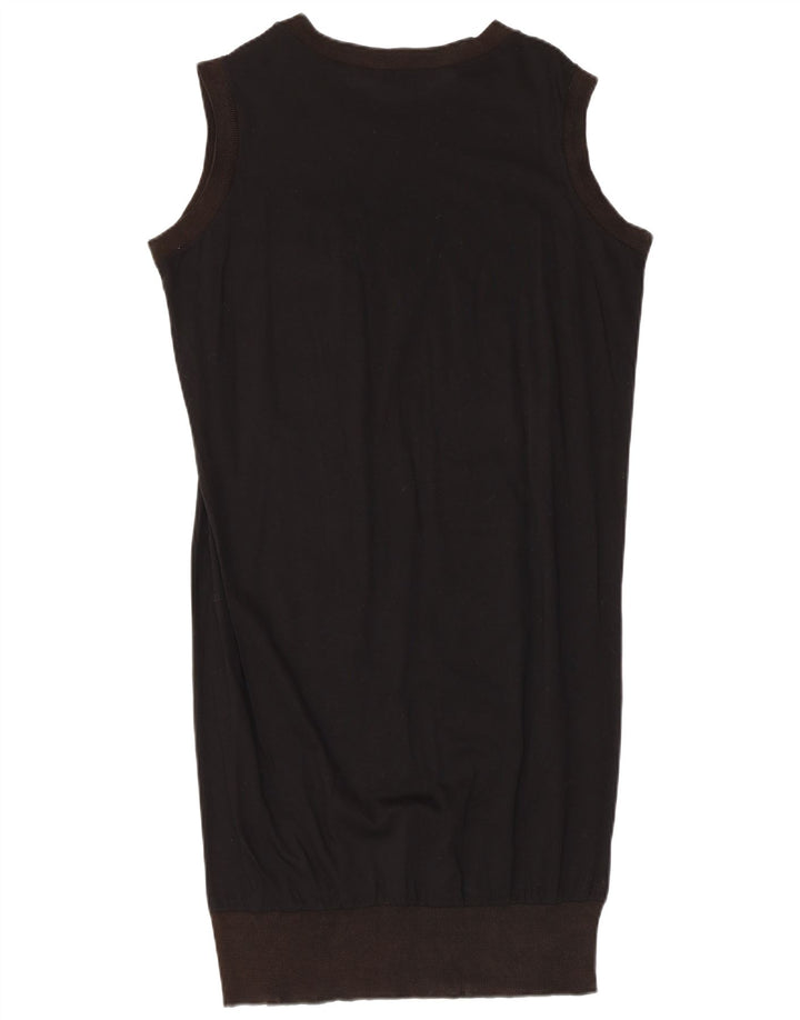 Abito a bolle grafico senza maniche da donna VINTAGE UK 14 medio nero